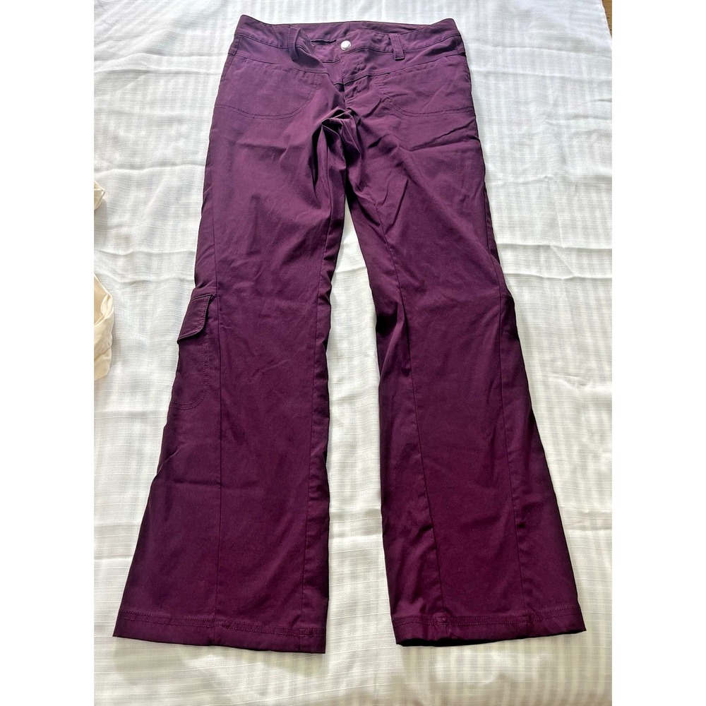 Athleta Cargo Pants Burgundy Women Size 6 Midrise Bootcut Hiking Outdoor Zip - Picture 2 of 8
